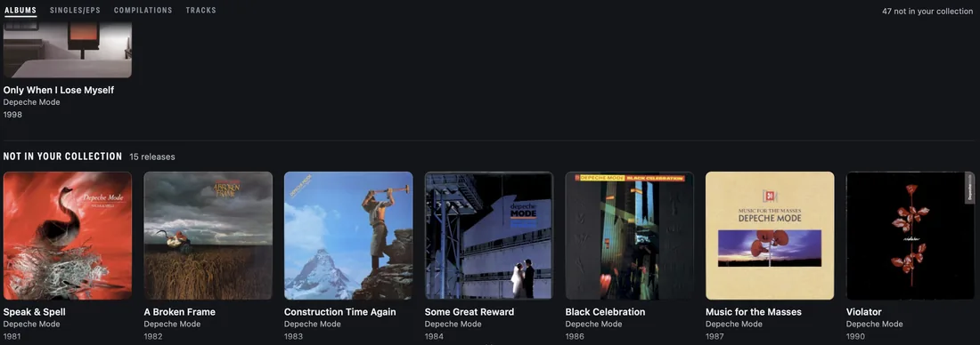 Musicae — the Depeche Mode records this collection does not have