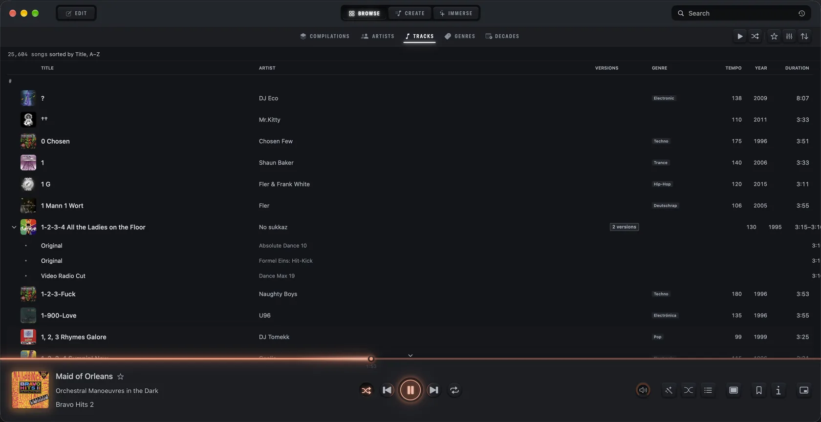 Musicae — versions in the track list